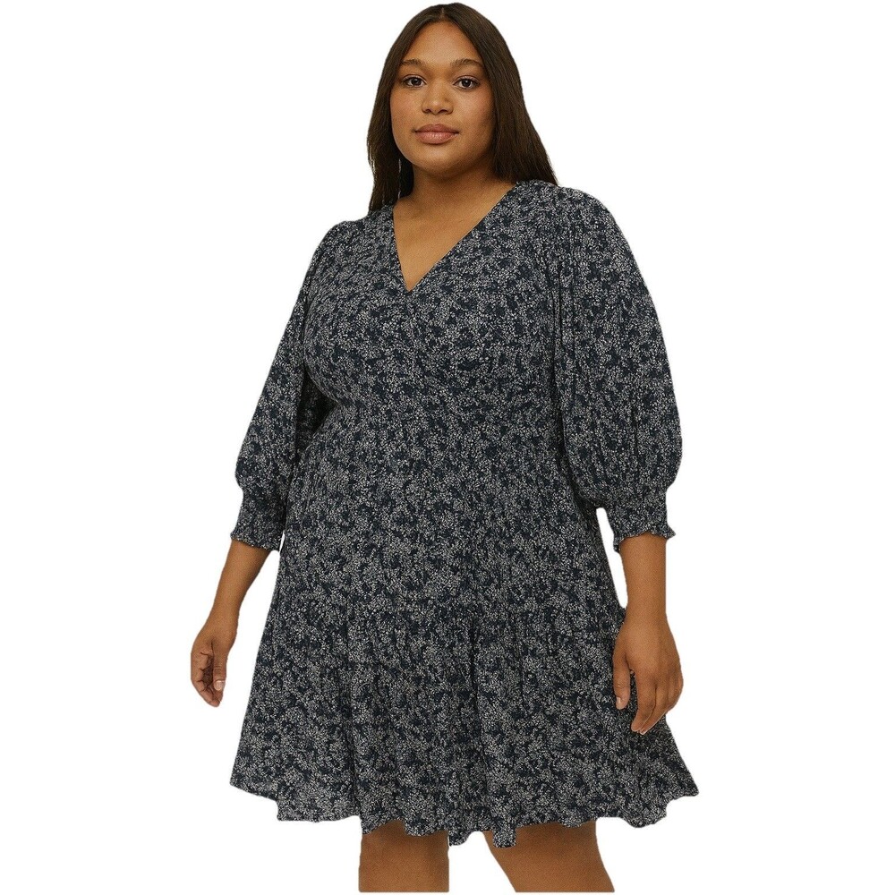 Molly & Isadora (Dia) Blue Floral Dress Size 2x Cottage Core Casual